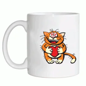 Прикольные кружки: кот с сердцем